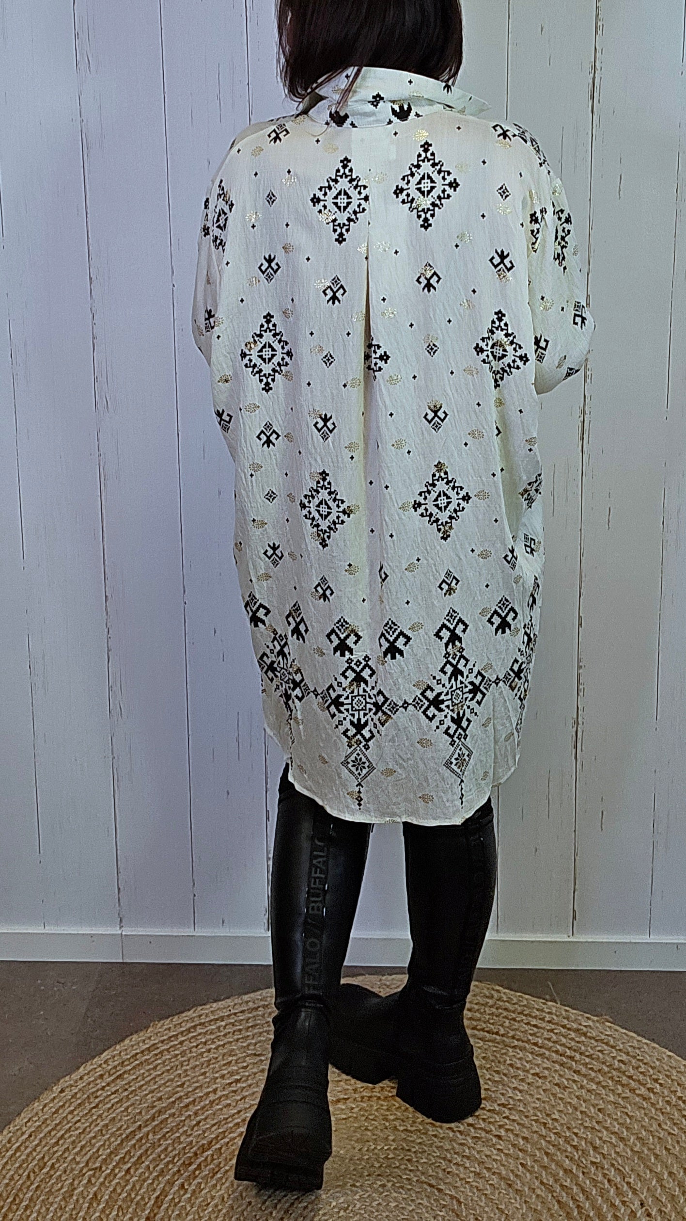 Mila mønstret skjorte beige