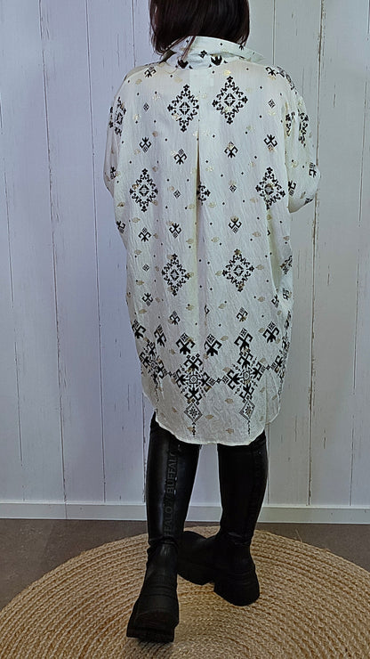 Mila mønstret skjorte beige