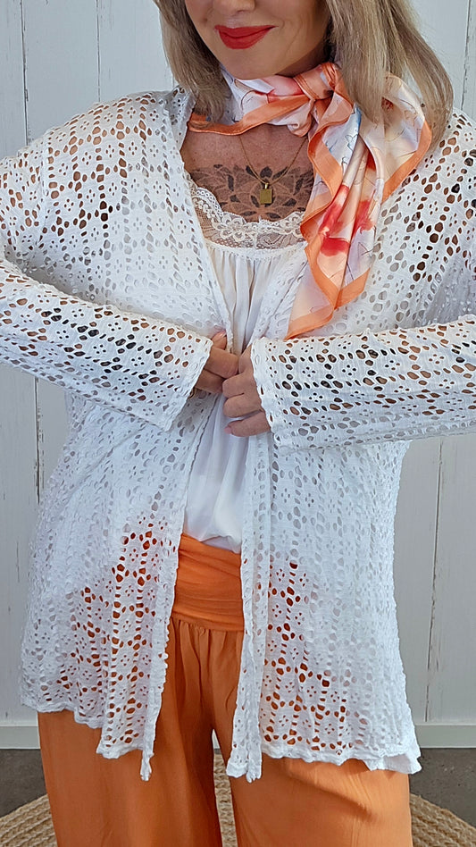 Leora lang blondecardigan hvit