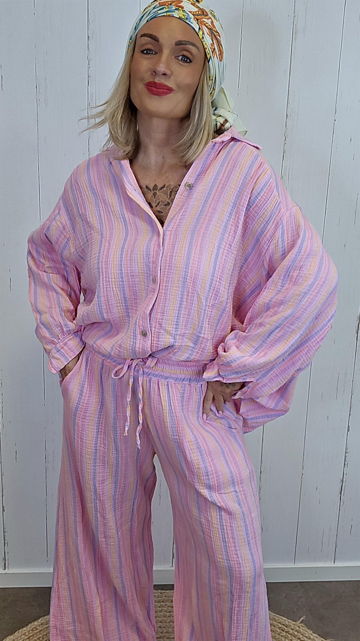 Annie skjorte med striper rosa