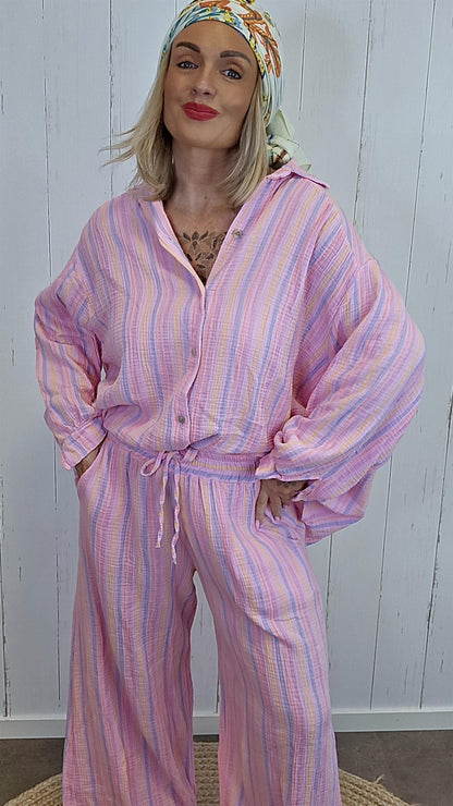Annie skjorte med striper rosa