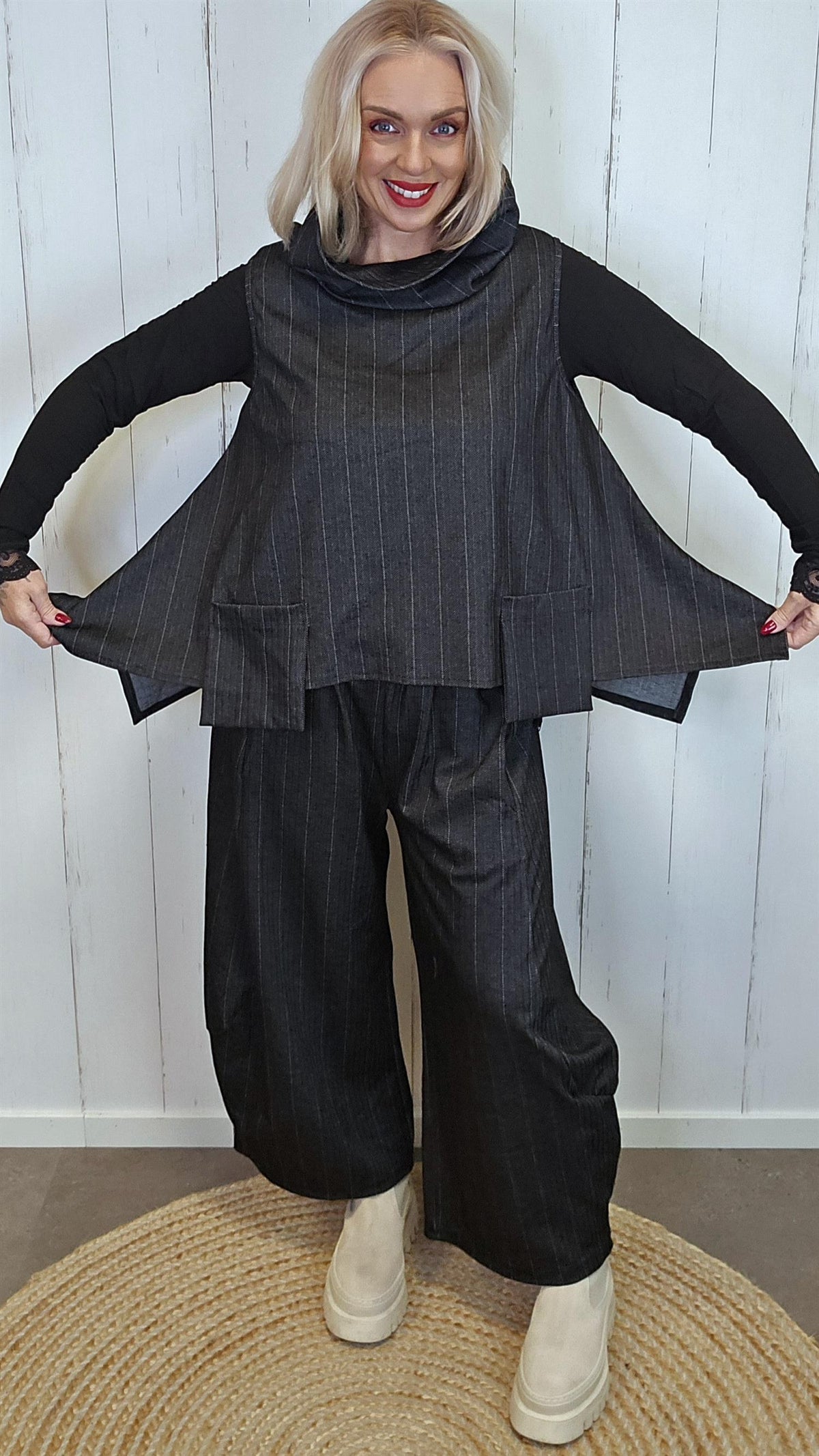Clara vesttopp med fiskebeinsmønster