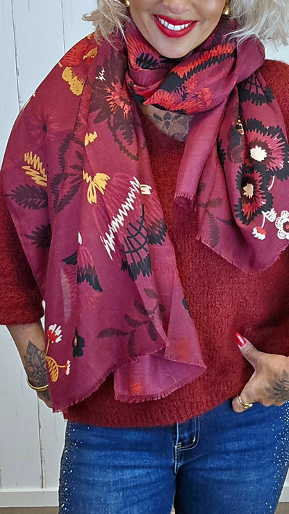 Hellen skjerf burgunder