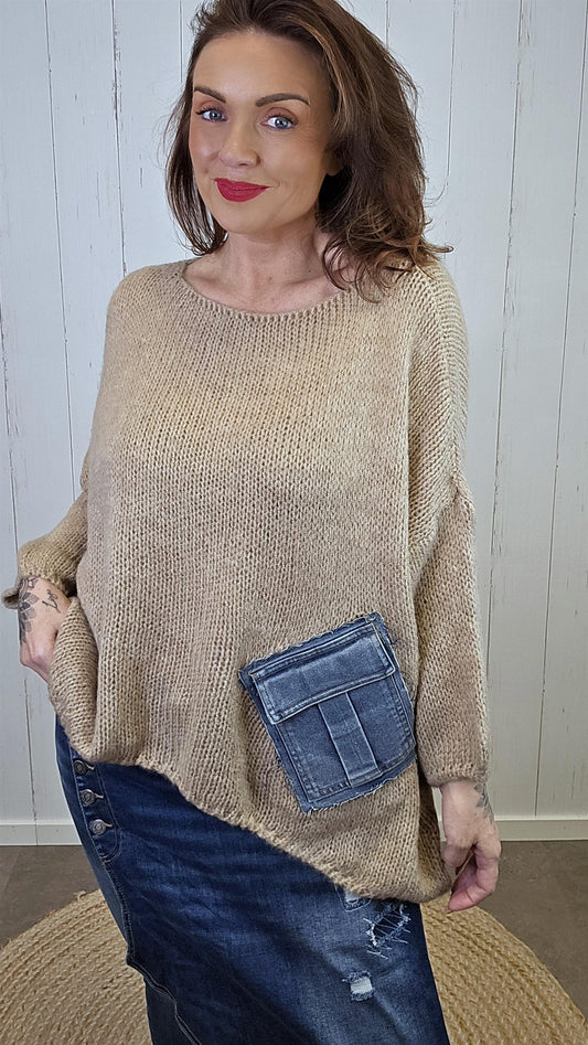 Bella Strikket Genser Camel