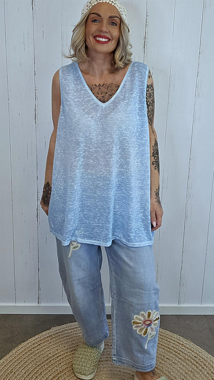 Laura singlet basic himmel blå
