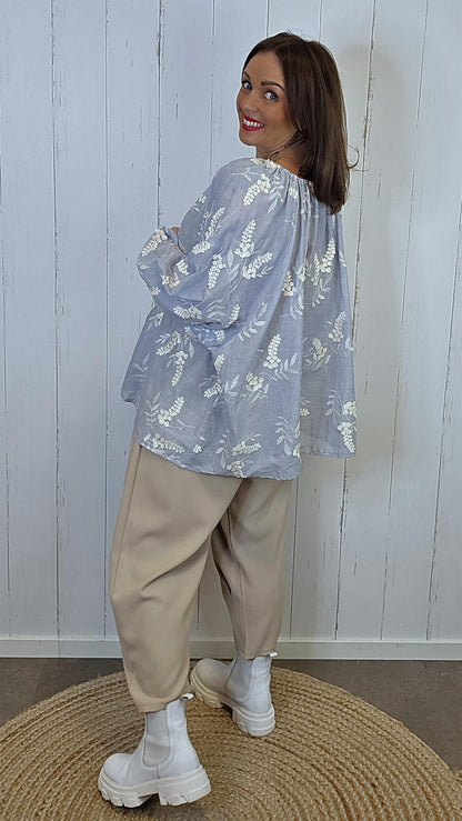 Rakel bluse med broderi