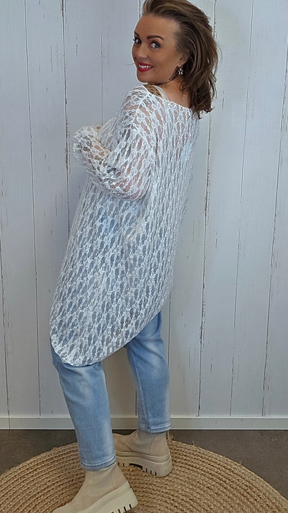 Oline blondetopp hvit