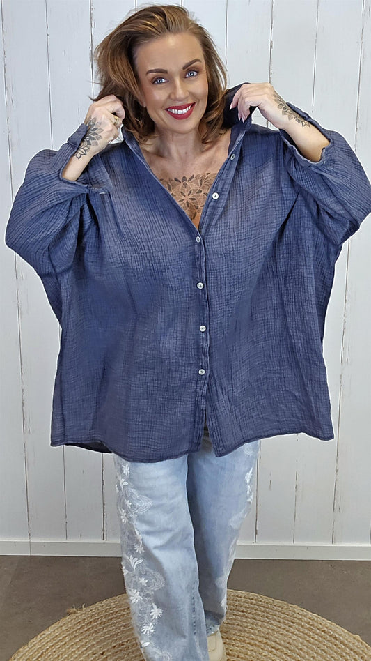 Signe vaffelskjorte navy