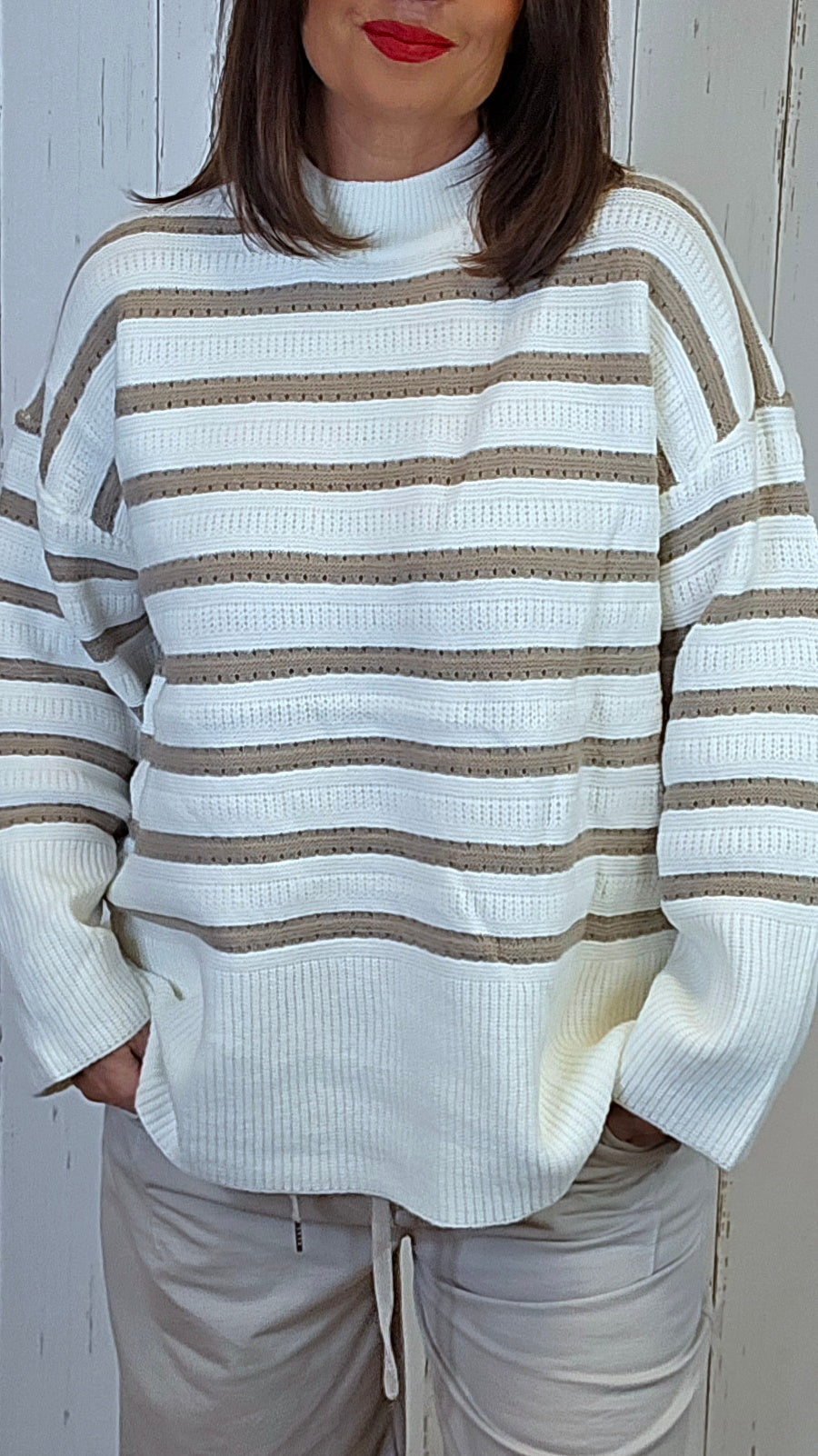 Rikke genser med striper