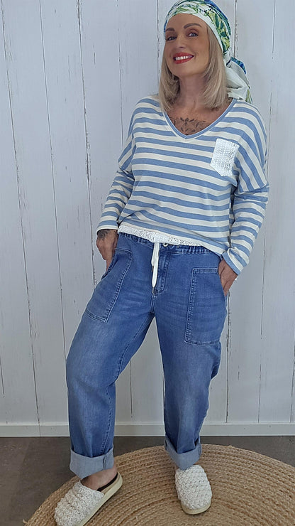 Bella Jeans med Strikk og knyting