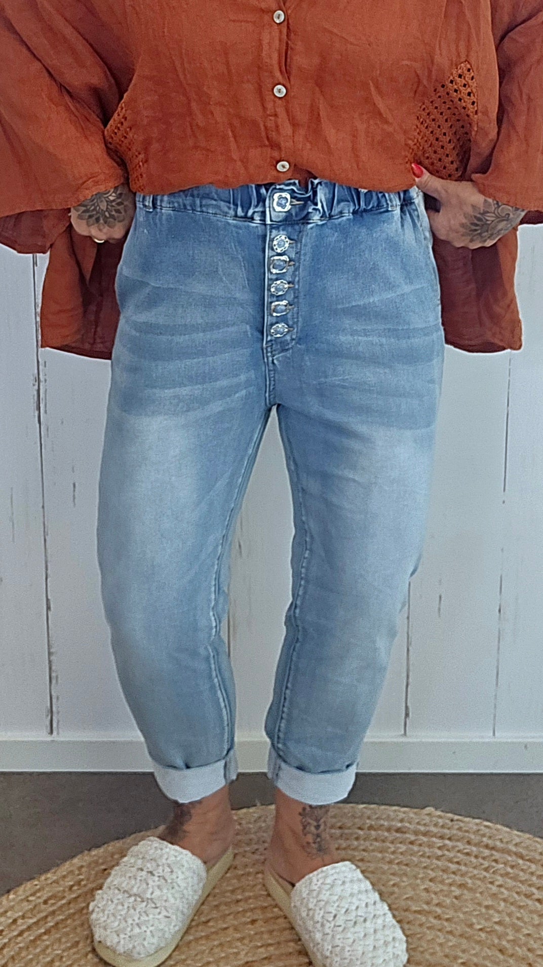 Ylva jeans med strikk