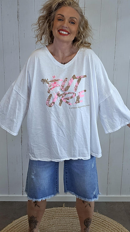 Future oversized topp hvit