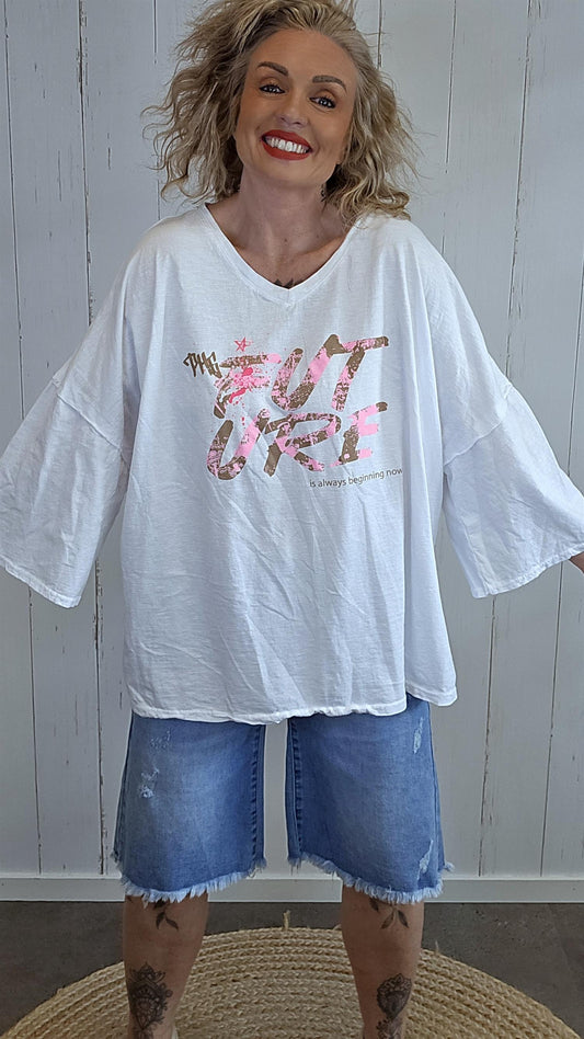Future oversized topp hvit