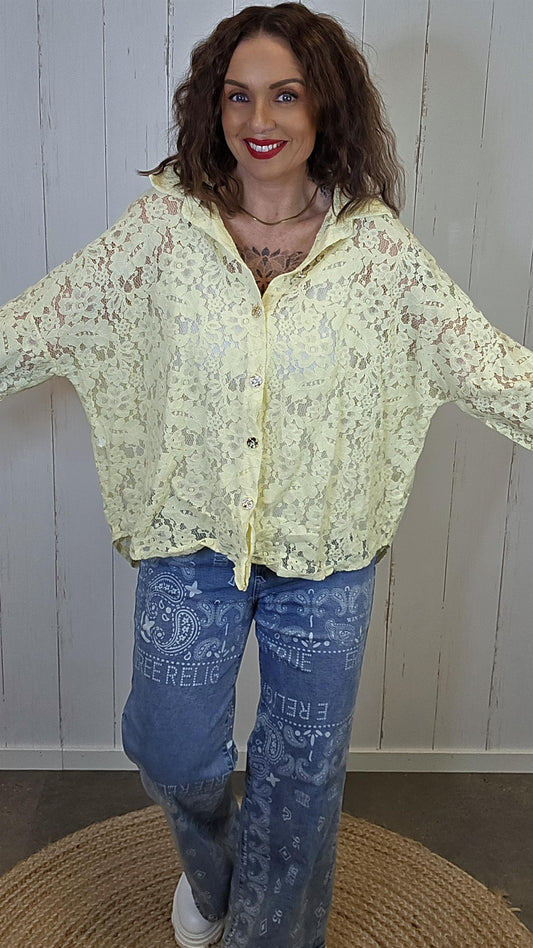 Amalie blondeskjorte gul