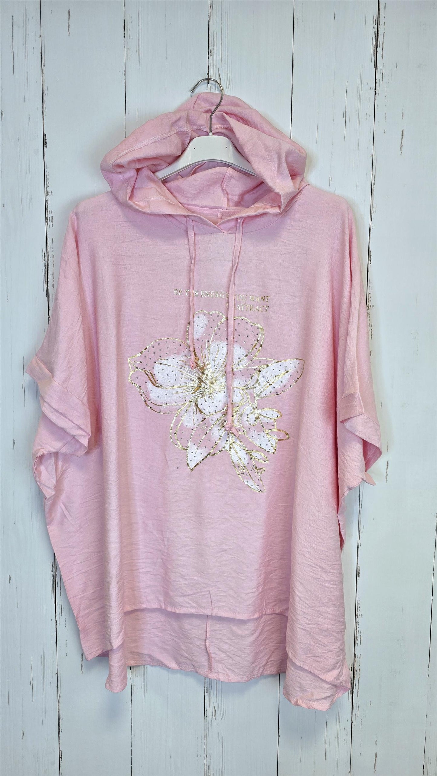 Hedda hettetopp med print rosa