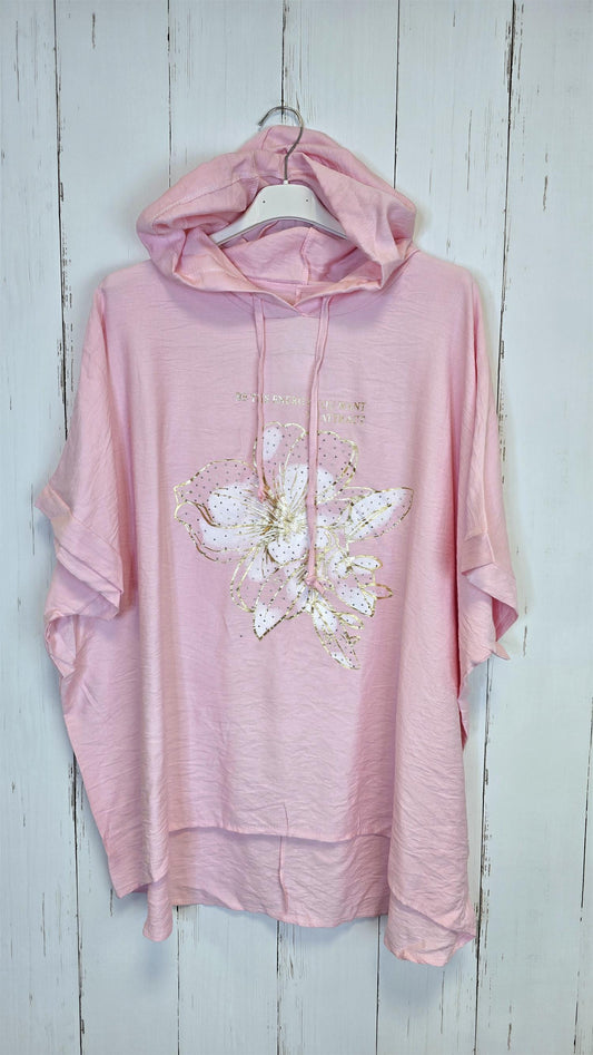 Hedda hettetopp med print rosa