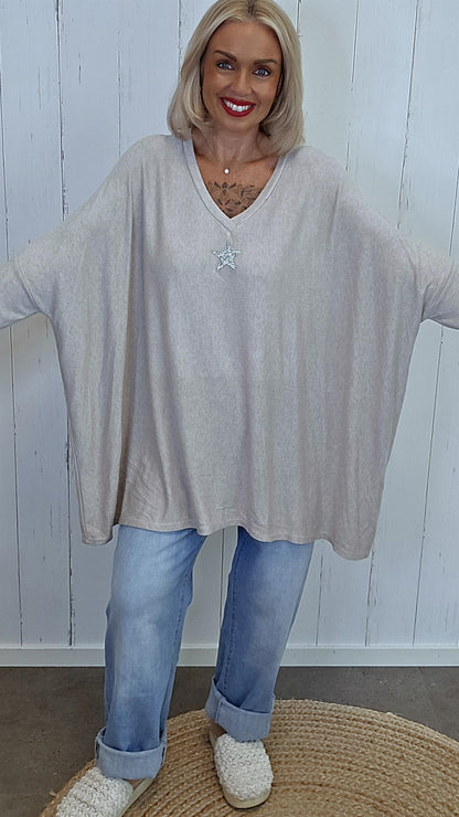 Isabelle genser med stjerne beige