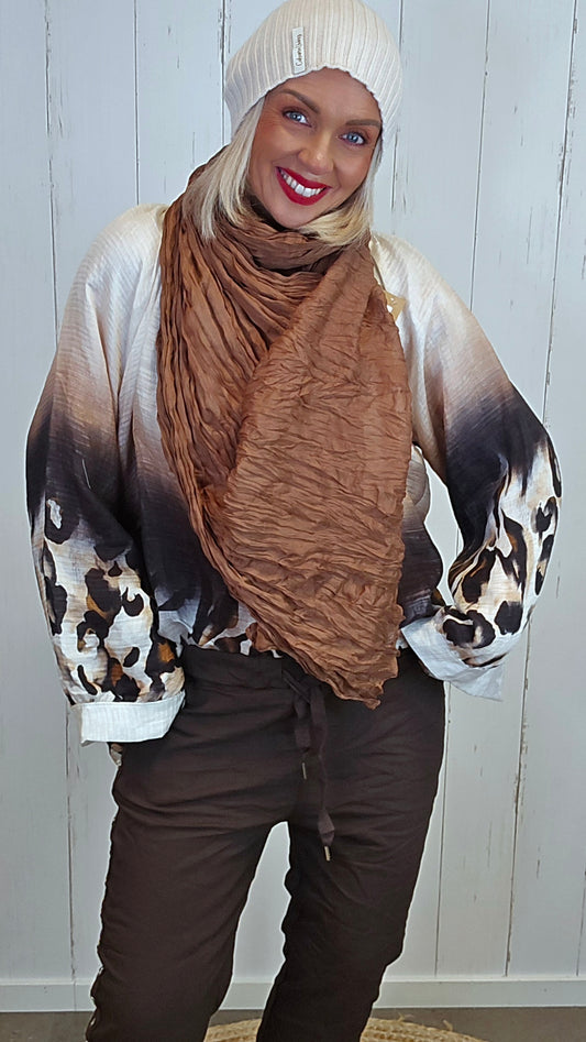 Crinkle skjerf varm brun