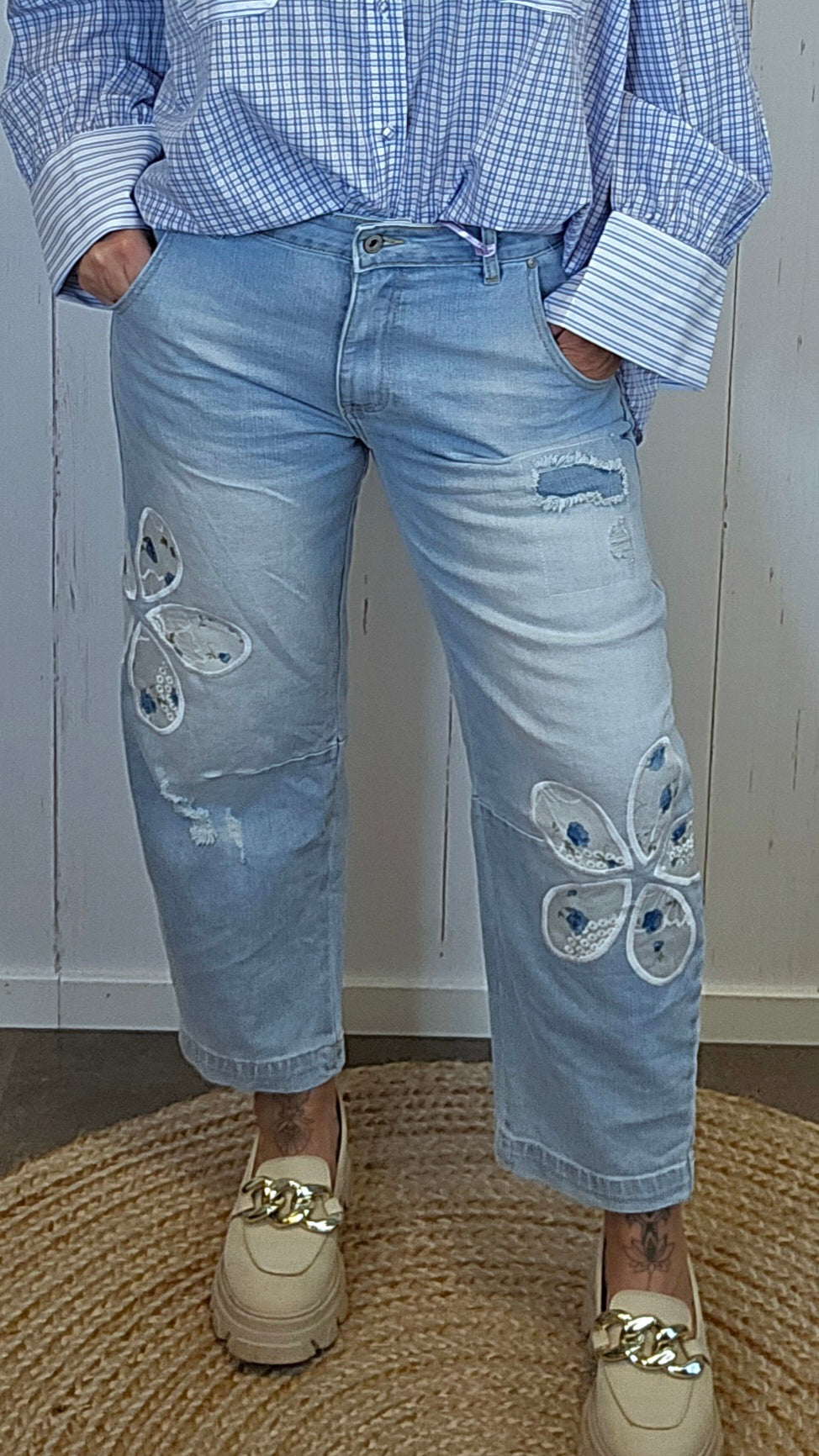 Cindy jeans med blomst