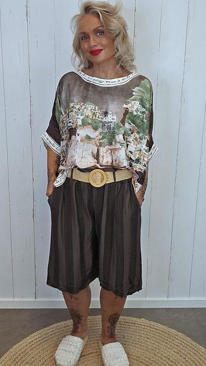 Løse shorts med belte brun