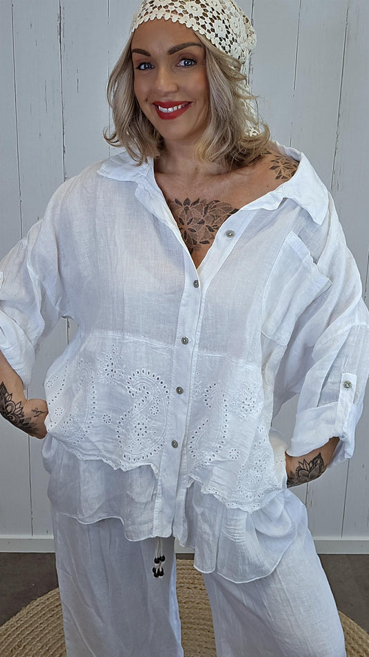 Johanne lin skjorte med broderidetaljer
