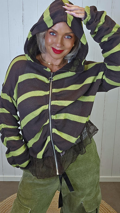 Hettejakke med blonder brun
