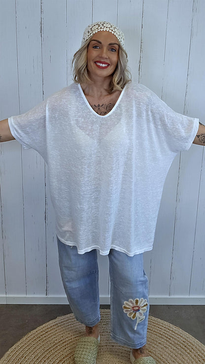 Catty oversized topp Hvit