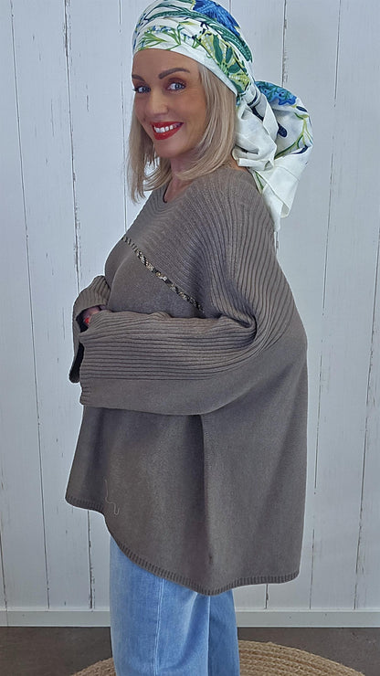 Elin Oversized Genser Taupe