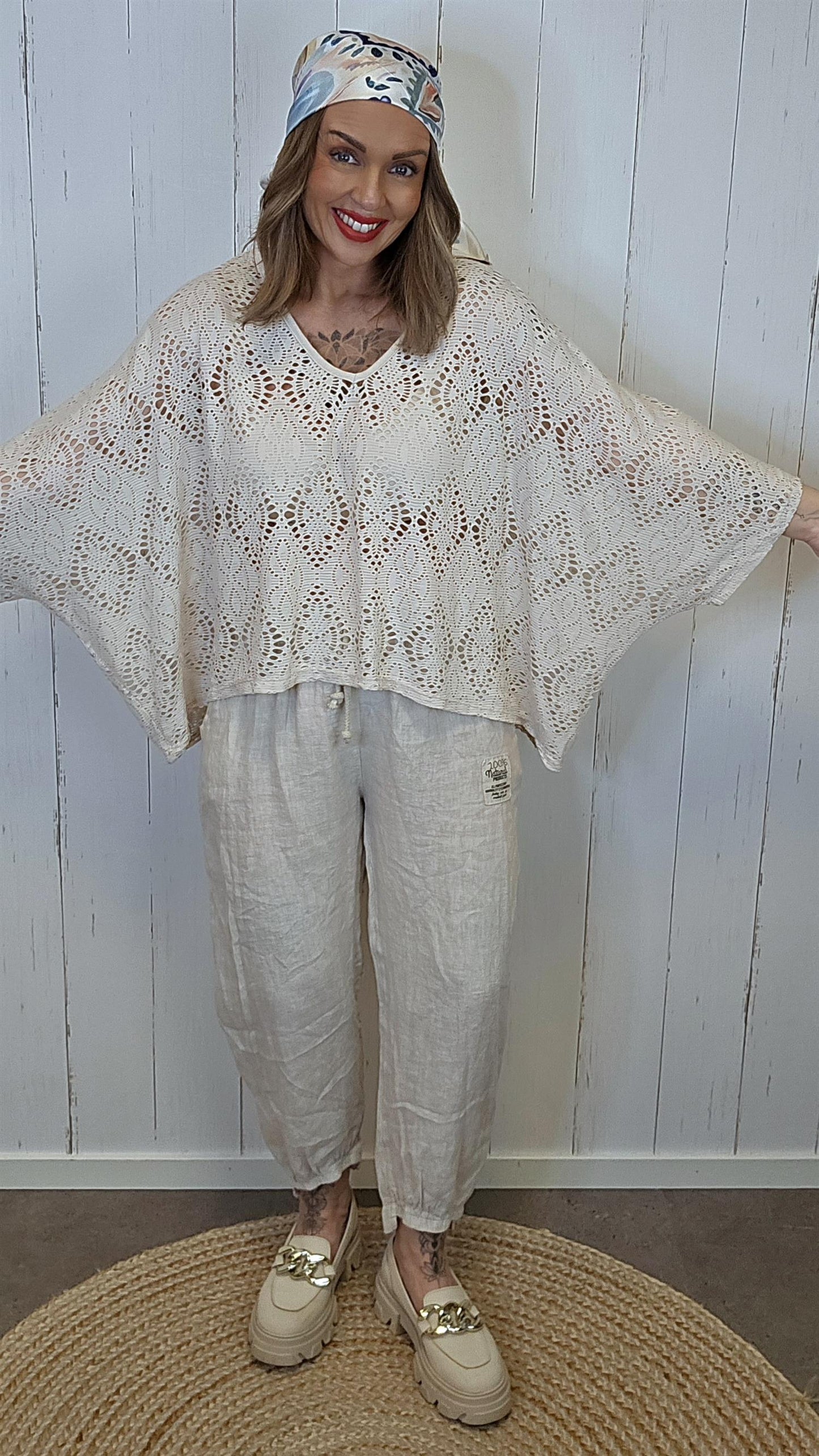 Eline poncho topp blonde Beige