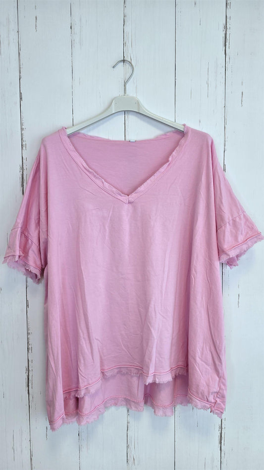 Basic Topp med V-hals rosa