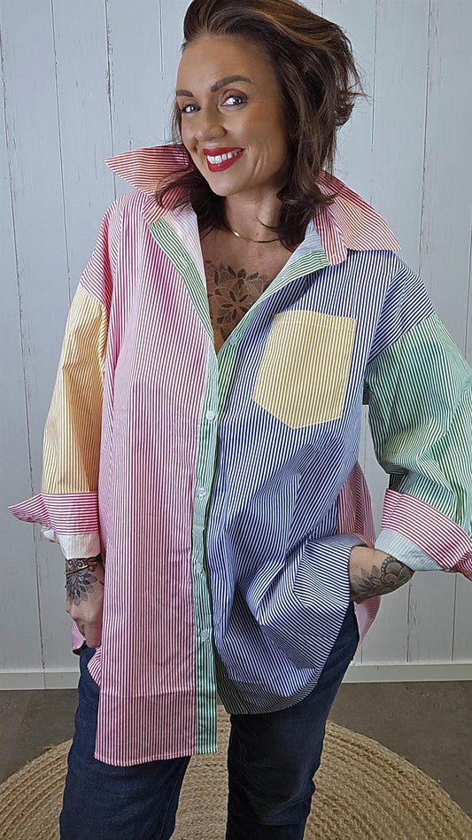Multicolor Patchwork Skjorte