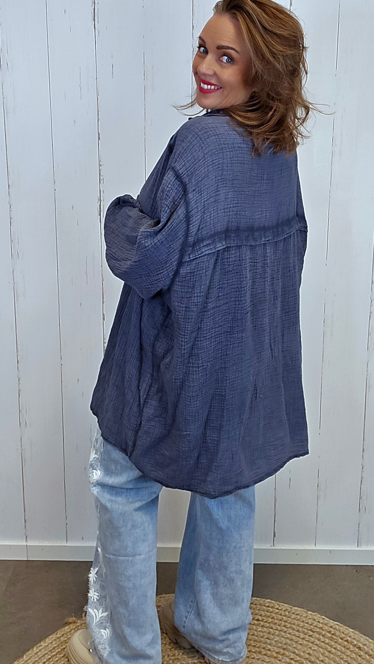 Signe vaffelskjorte navy