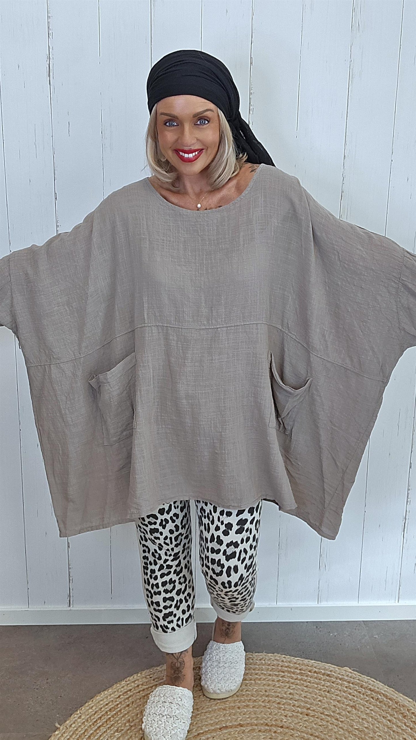 Melissa baggy topp taupe