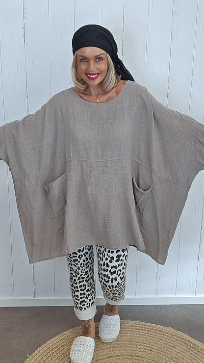Melissa baggy topp taupe