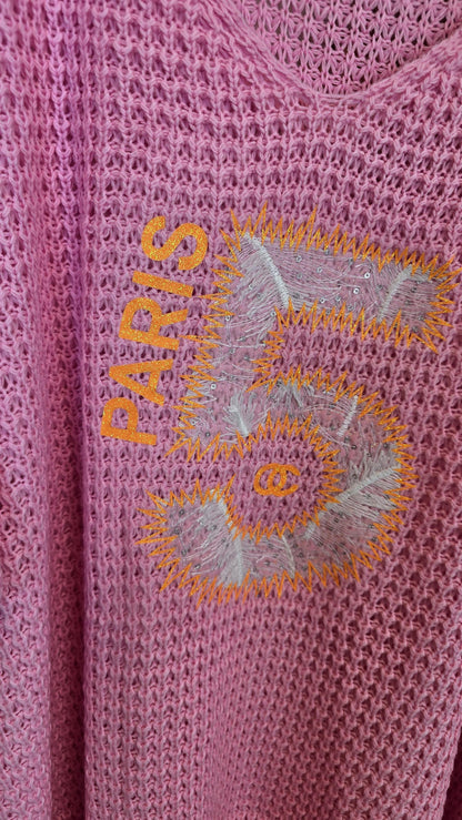 Line strikkegenser rosa