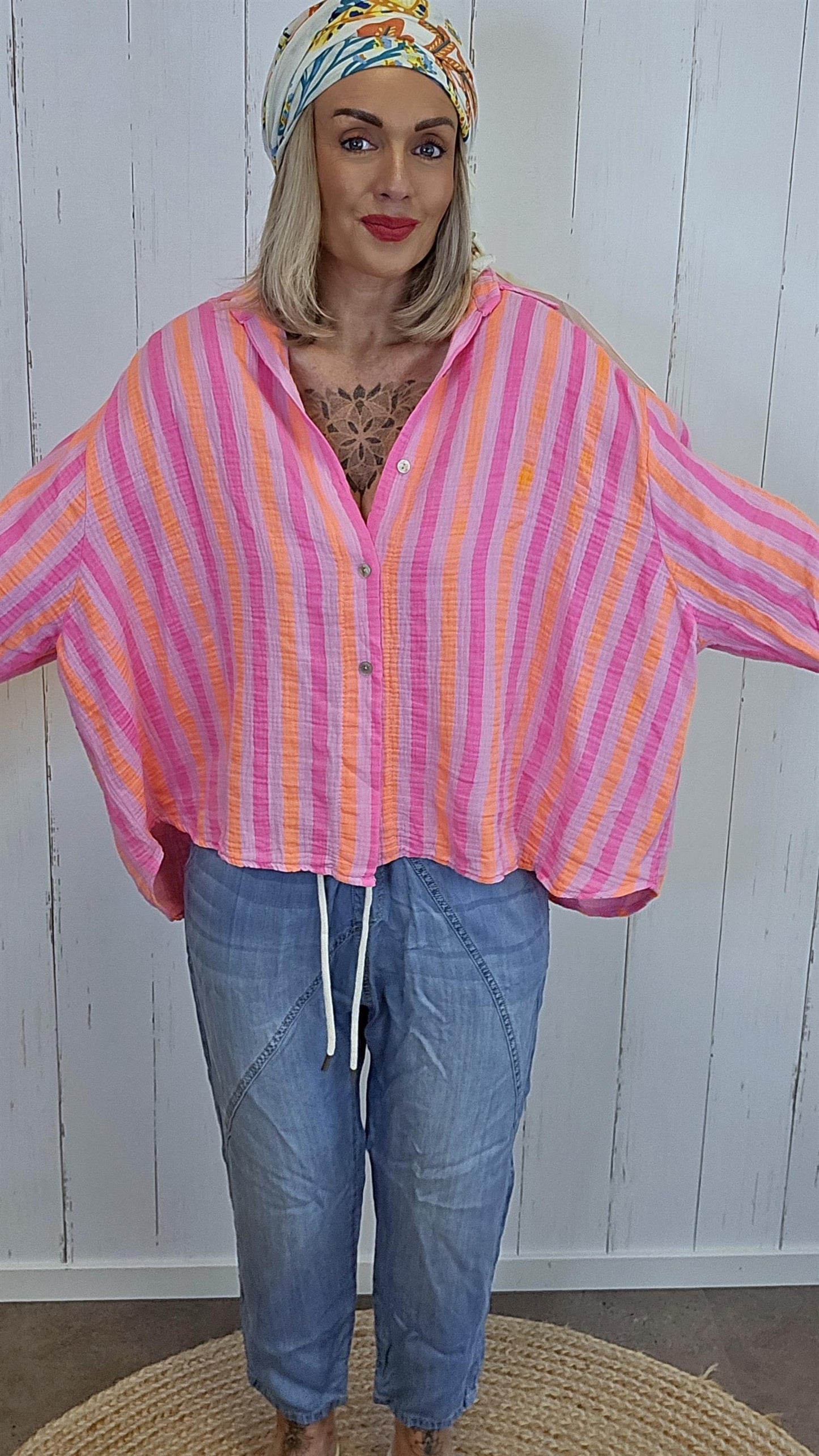 Sally stripete skjorte rosa