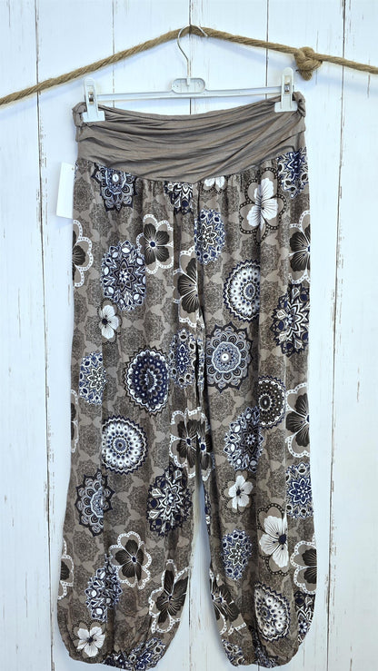 Henriette bukse med print taupe