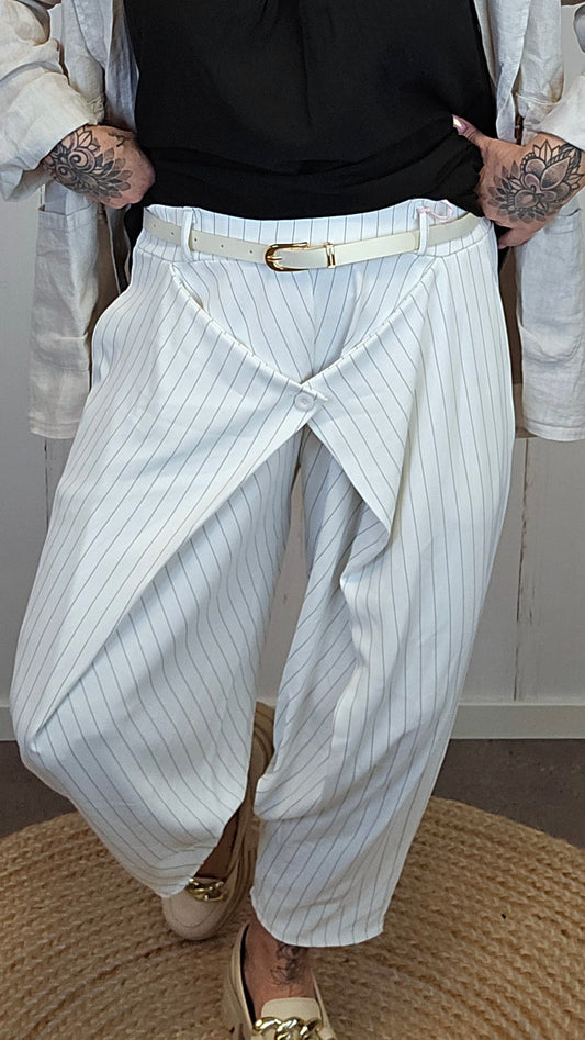 Sofie wrap bukse hvit med striper
