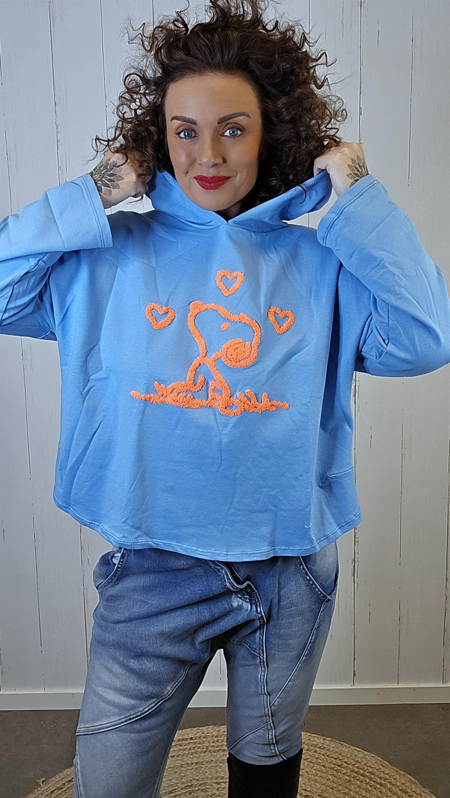 Snoopy hettegenser blå