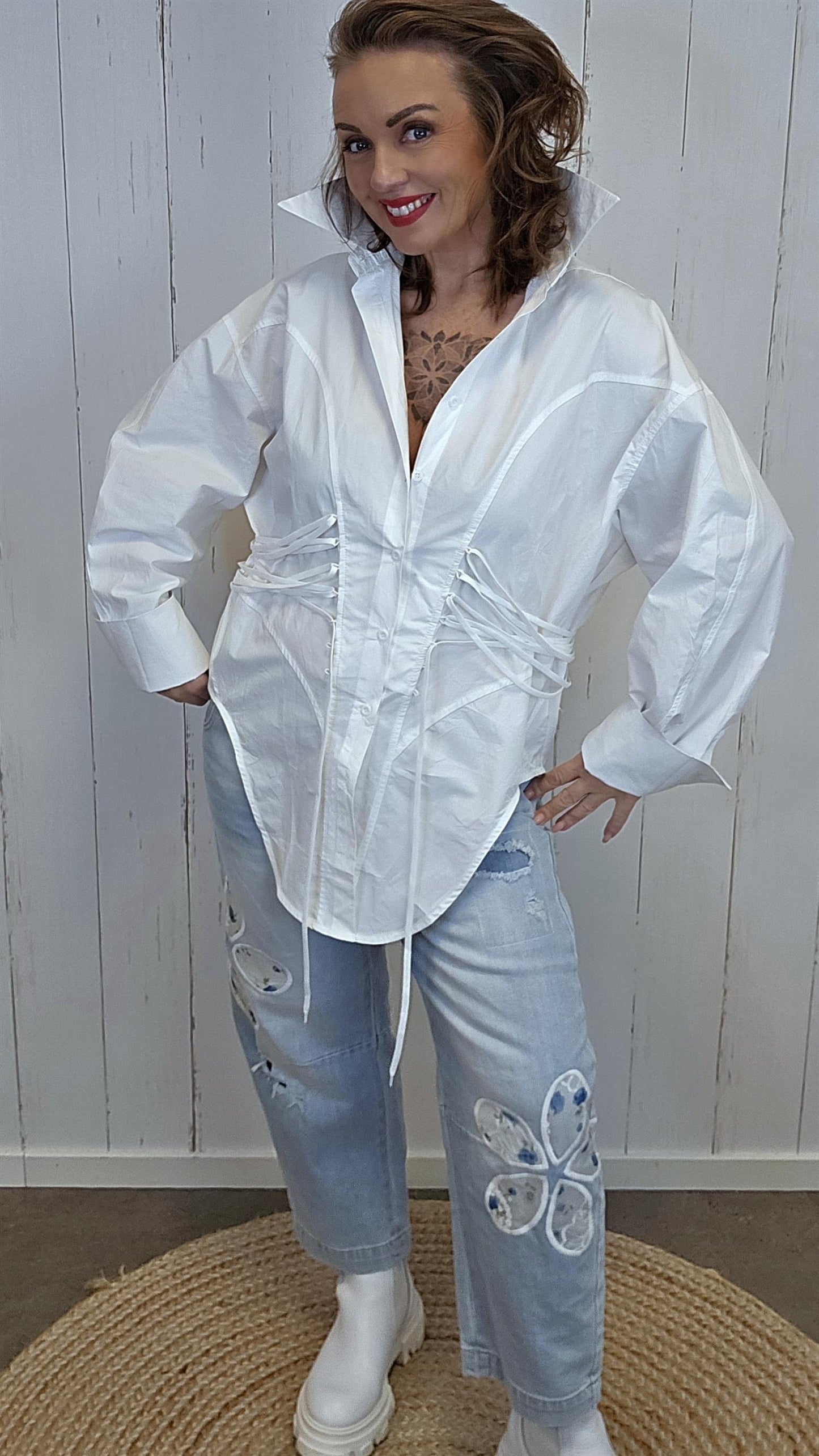 Alva korsettskjorte hvit