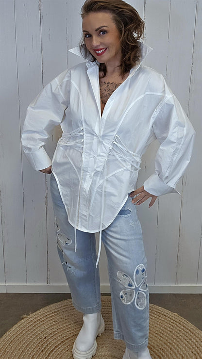 Alva korsettskjorte hvit