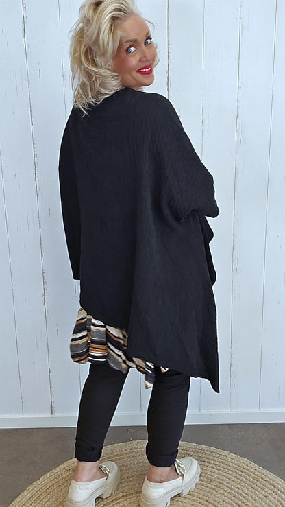 Belinda asymmetrisk jakke svart