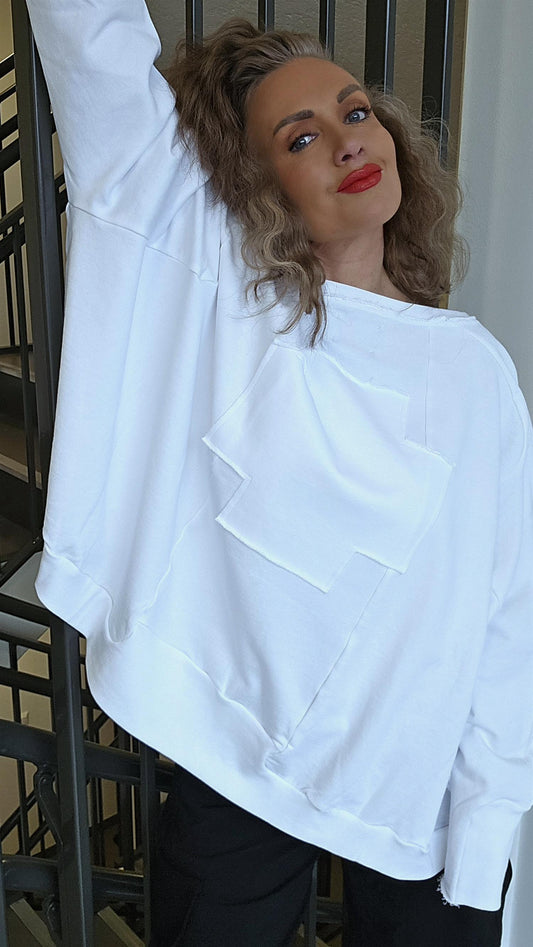 Wide short sweat hvit