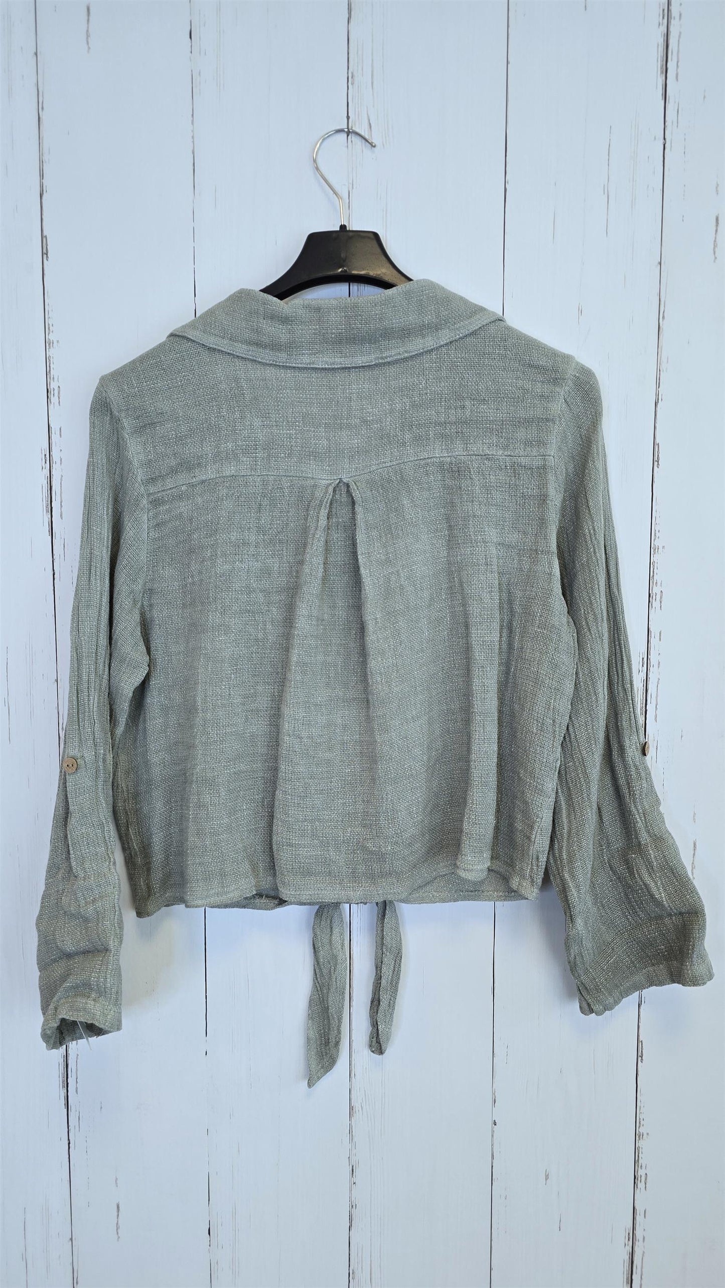 Hanna linskjorte med knyting kaki