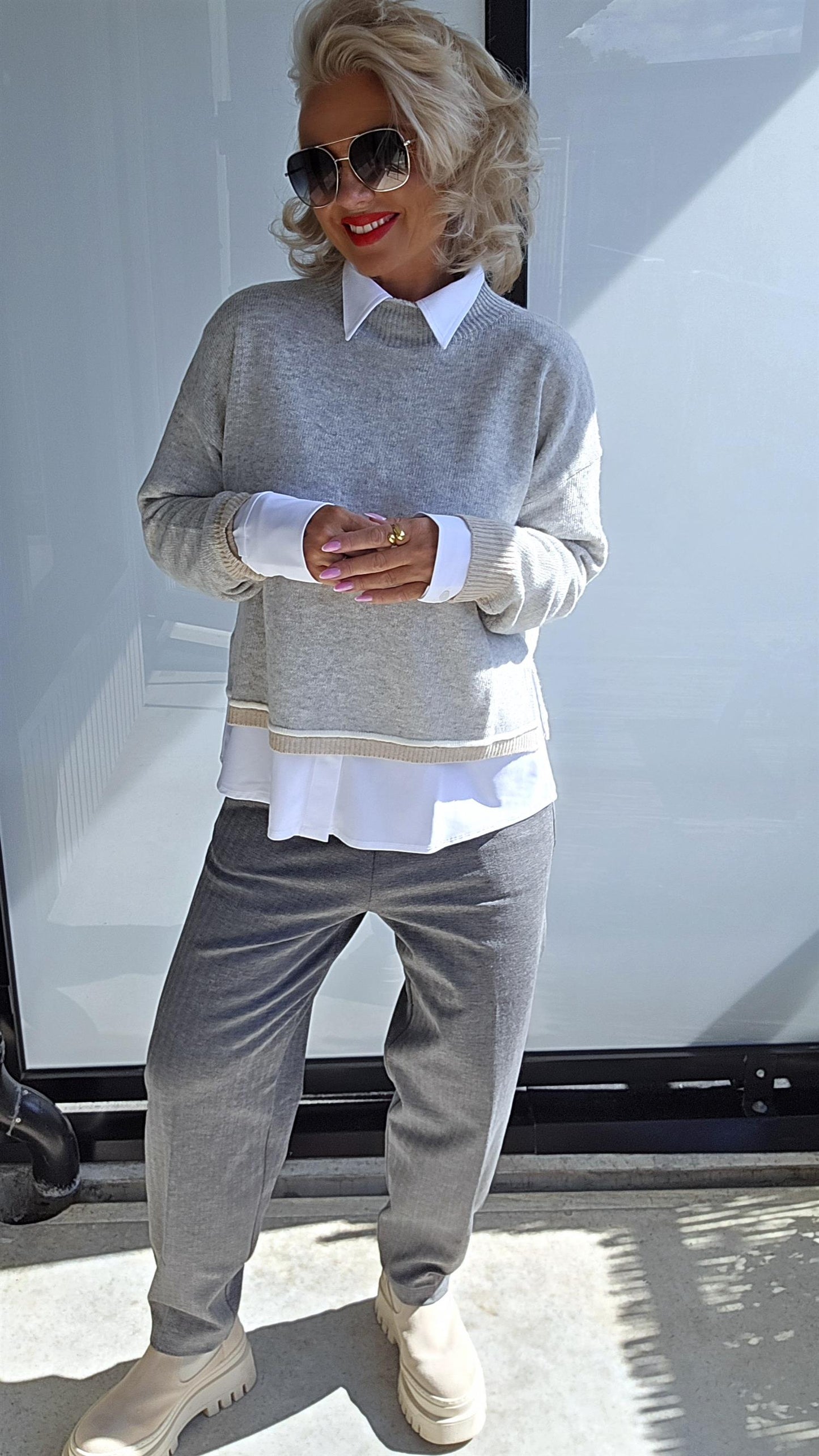 Viscose barrel pant grey