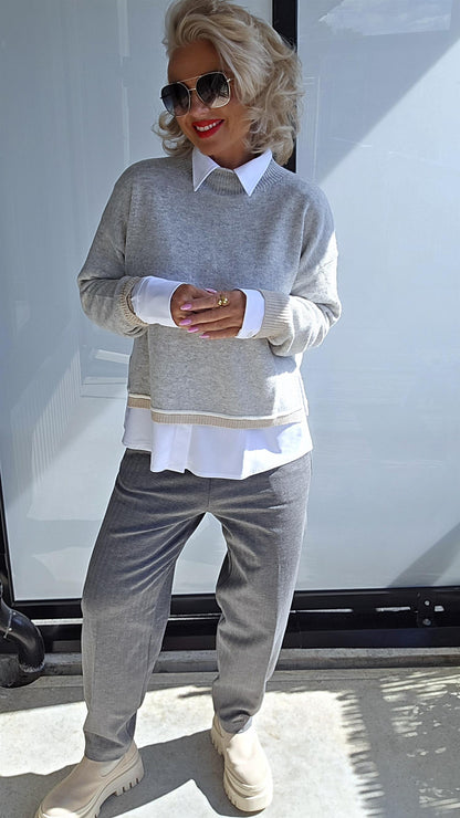 Viscose barrel pant grey