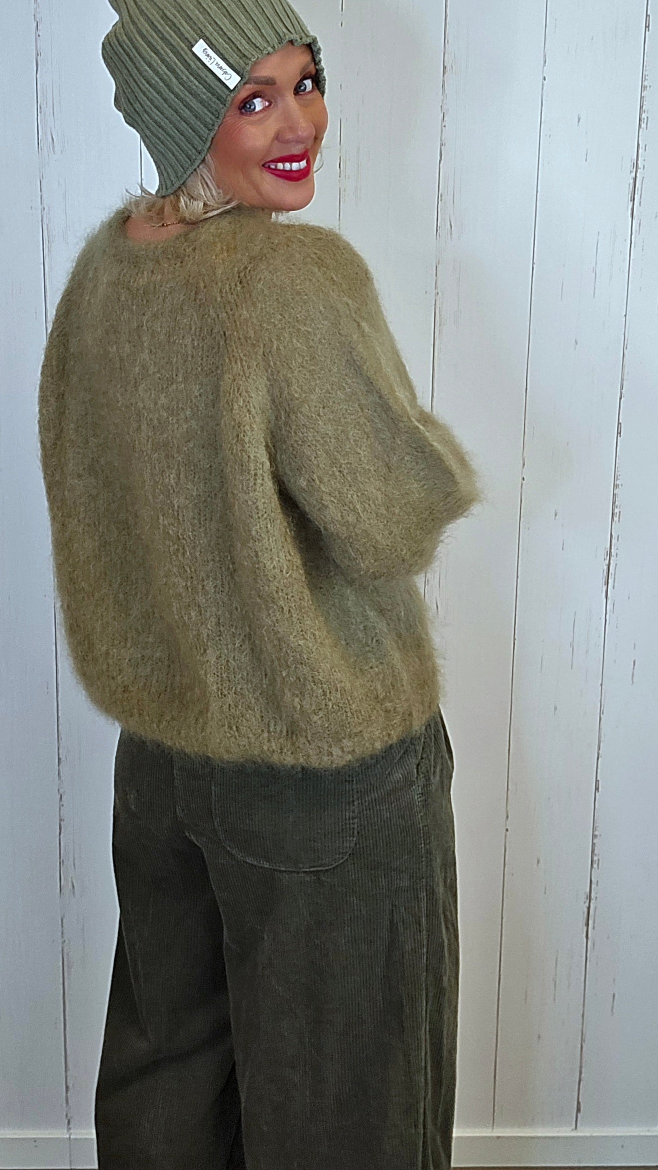 Fiffy mohair genser kaki