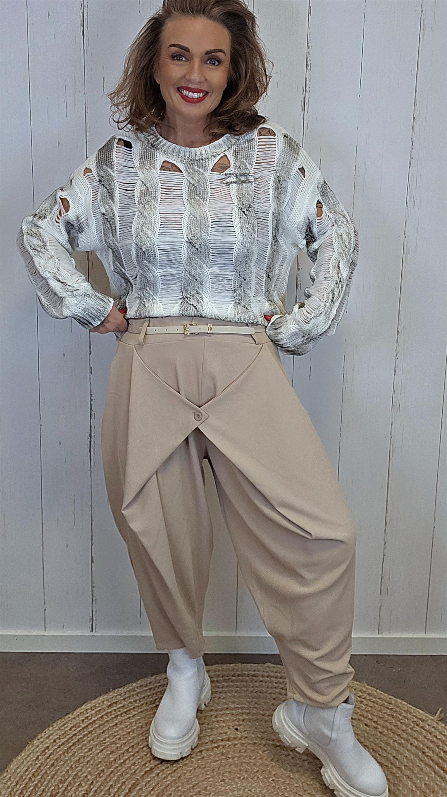 Sofie wrap bukse beige