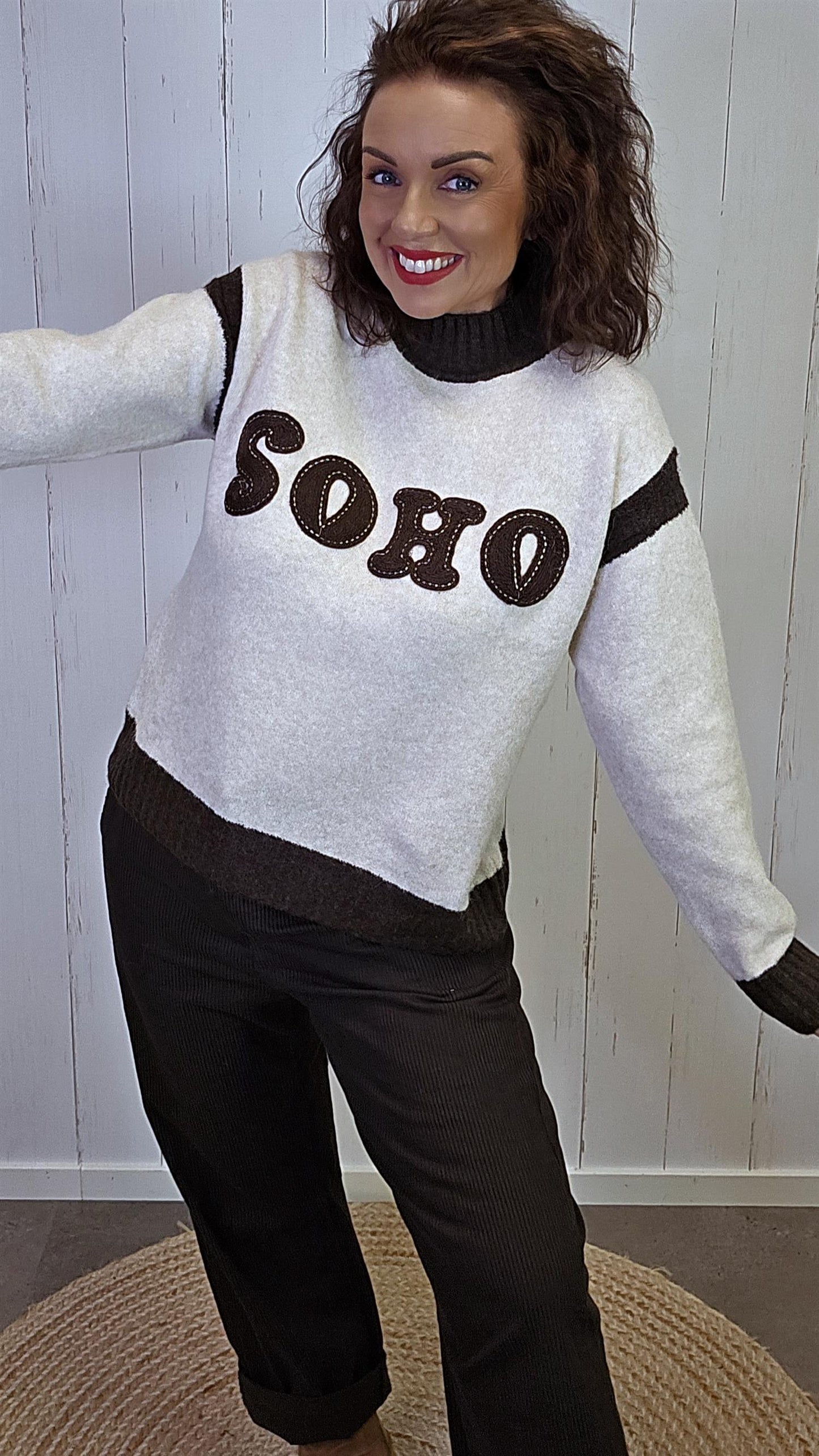 Anna genser beige/brun SOHO