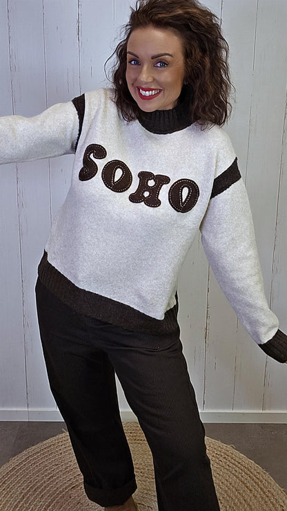 Anna genser beige/brun SOHO